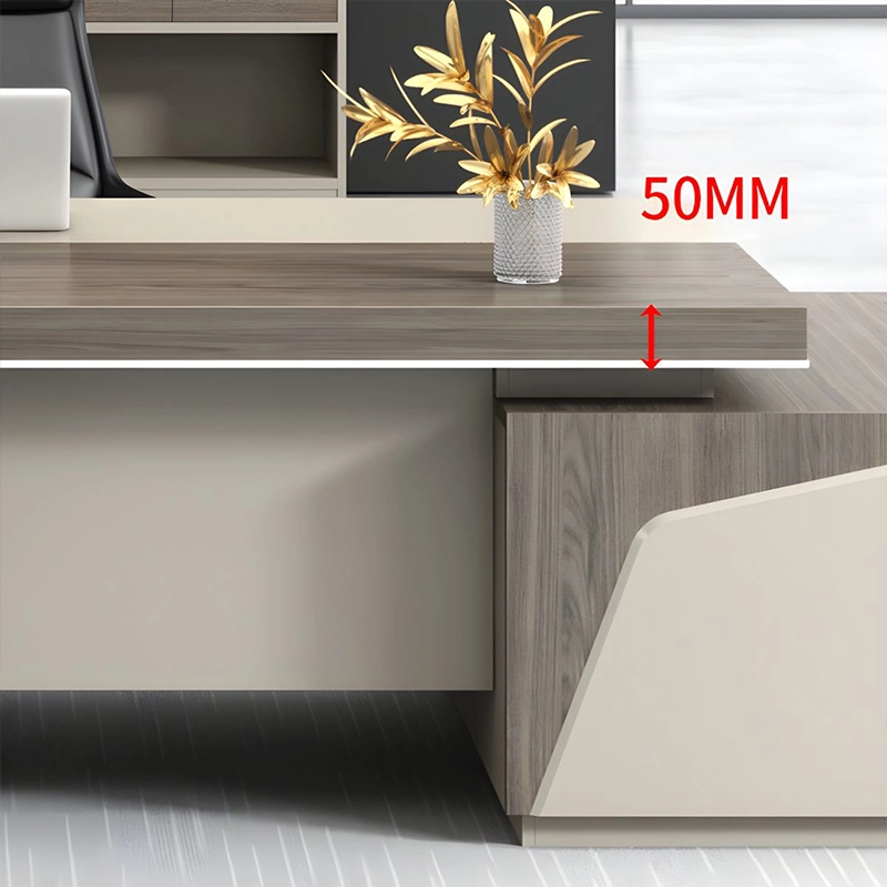 Escritorio ejecutivo moderno, minimalista, duradero y en forma de L, color marrón, para oficina de lujo, para directores ejecutivos y jefes - MEI YI