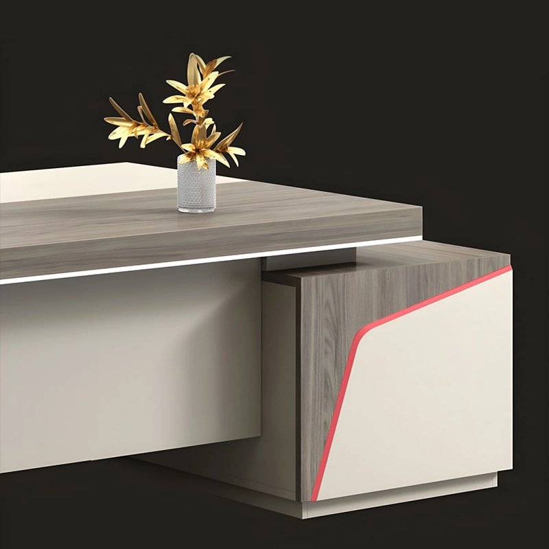 Escritorio ejecutivo moderno, minimalista, duradero y en forma de L, color marrón, para oficina de lujo, para directores ejecutivos y jefes - MEI YI