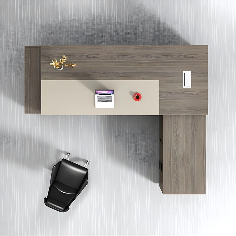Escritorio ejecutivo moderno, minimalista, duradero y en forma de L, color marrón, para oficina de lujo, para directores ejecutivos y jefes - MEI YI