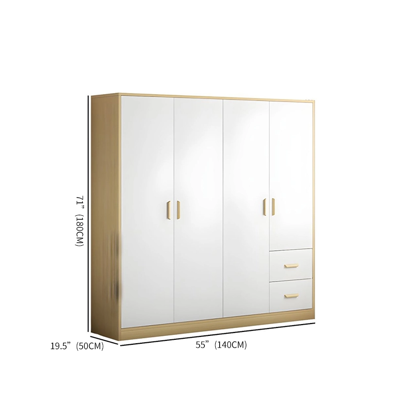 Modern Design Economical Double Door Kidsren's Wardrobe Large Storage Cabinet for Home Bedroom Rental House Easy Simple Assembly - MEI YI