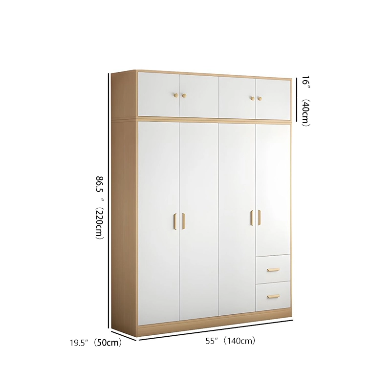 Modern Design Economical Double Door Kidsren's Wardrobe Large Storage Cabinet for Home Bedroom Rental House Easy Simple Assembly - MEI YI