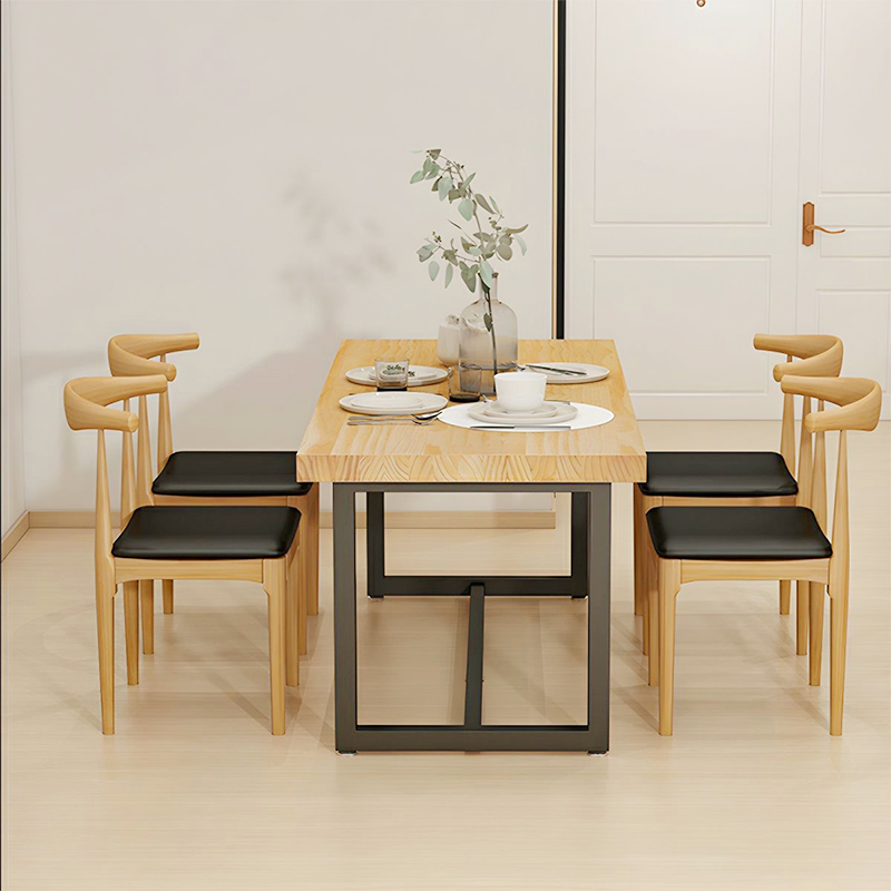 Vintage Industrial Solid Wood Dining Table Chair Combination for Home Living Room 4-Seater Stable Space Export Trading Company MEIYI