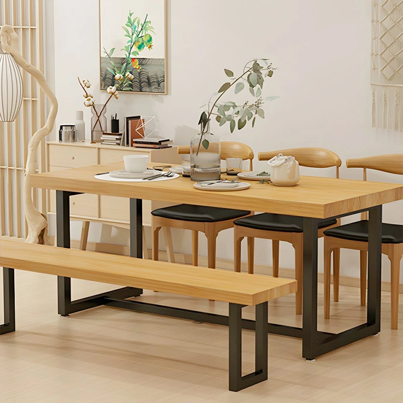 Solid Wood Dining Table Chair Combination Luxury Vintage Industrial for Home Living Room Area Project Contractor MEIYI - MEI YI