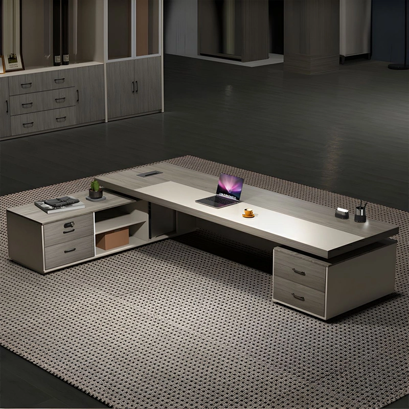 L Shape Boss Office Desk High Quality Modern Style with Cabinet for Executive Office Project Contractor MEIYI - MEI YI