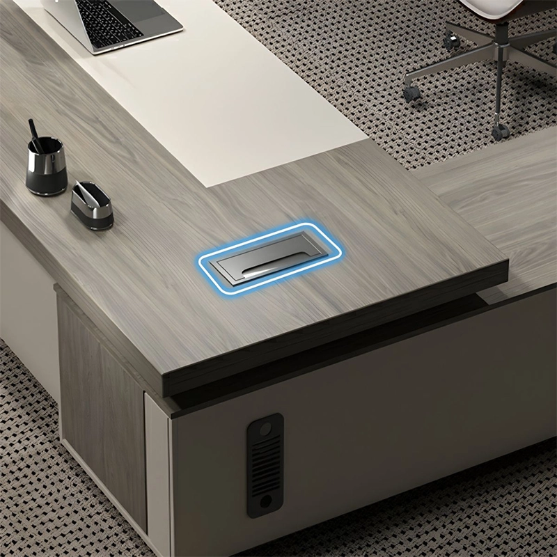 Modern Style L Shape Executive Desk High Quality with Cabinet for CEO Office Work Zone ODM Solution Provider MEIYI - MEI YI