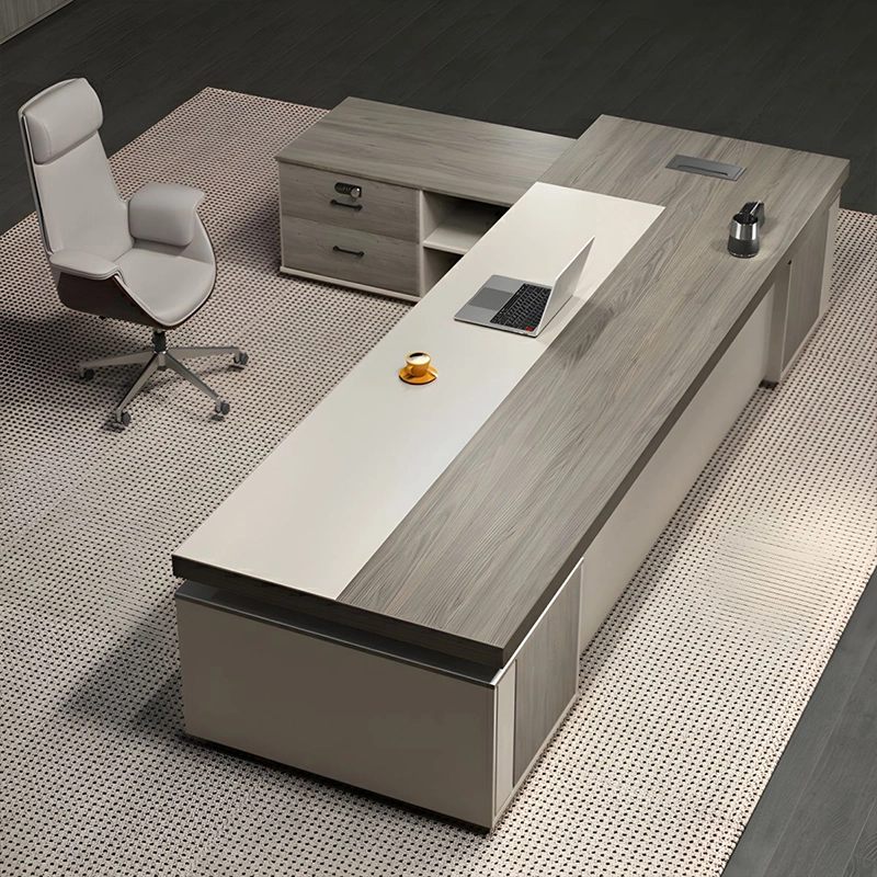 High Quality L Shape Boss Office Desk Modern Style for Corporate Executive Office Area B2B Furniture Vendor MEIYI - MEI YI