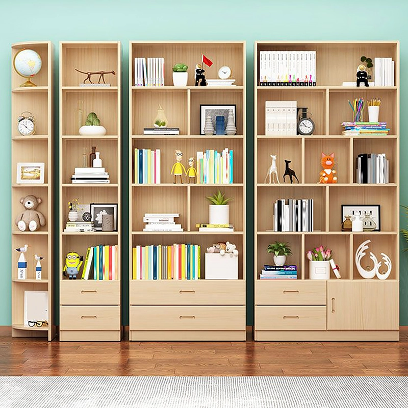 Contemporary Black Wooden Bookshelf Portable Display Cabinet for Living Room Area MEIYI Brand - MEI YI