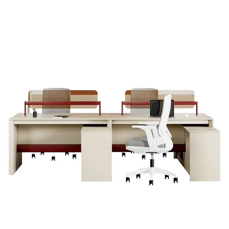 Red Metal Accent Desk, DuoColor Open Office Workstation with Integrated Storage, ODM Supplier – MEI YI Furniture - MEI YI