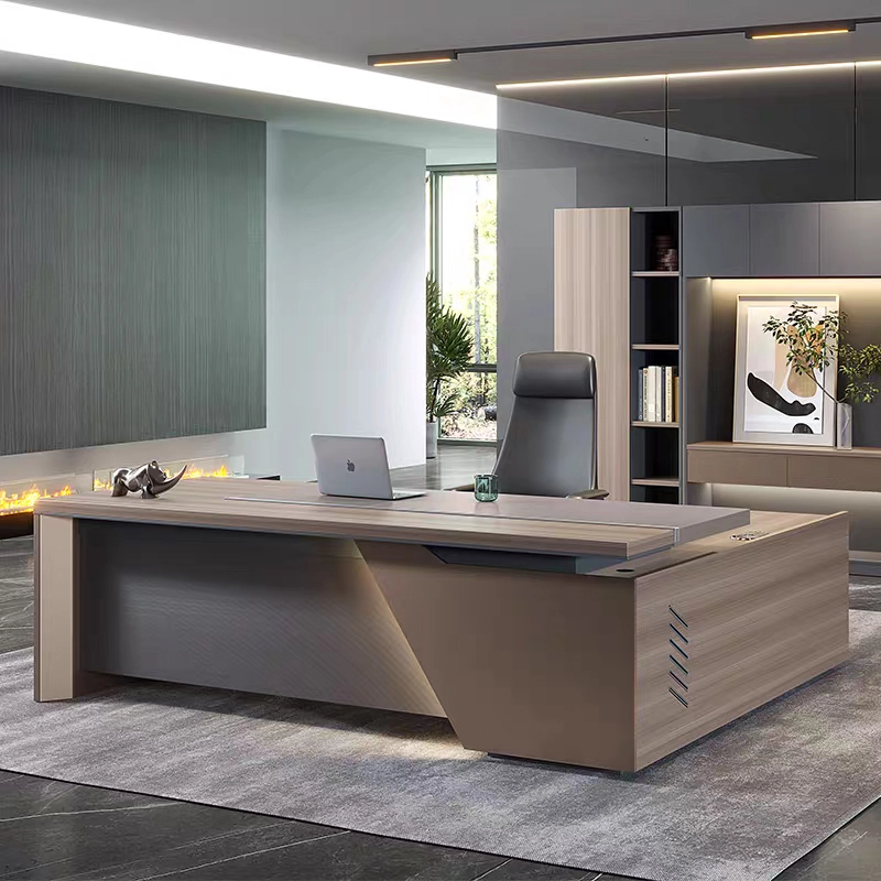 Modern Commercial CEO Executive Desk with Integrated Lighting Options - MEI YI