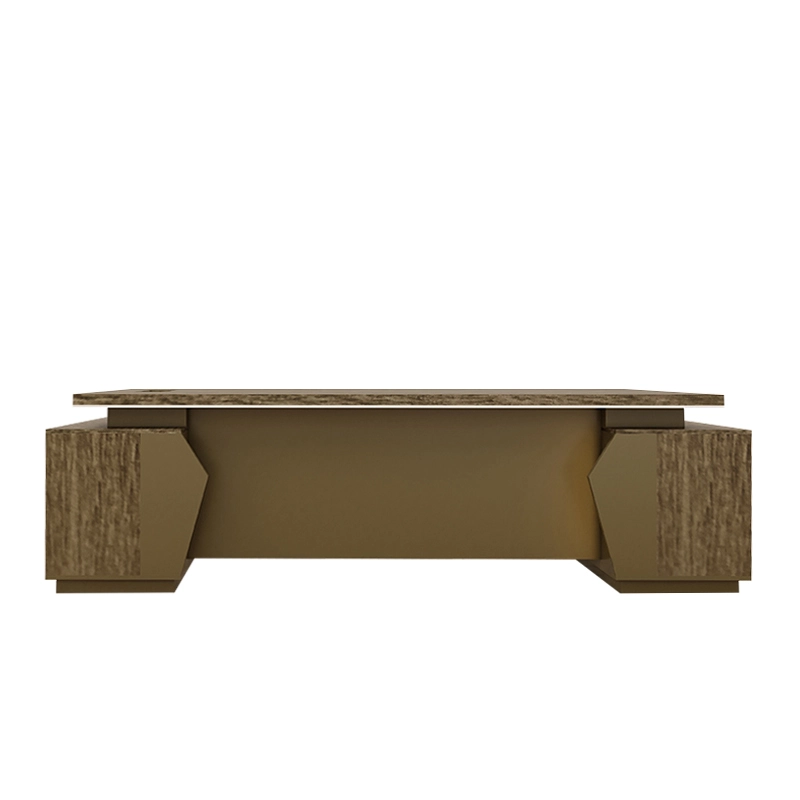 Dark Wood Grain Executive Office Desk with Extra-Thick 50mm Tabletop - MEI YI