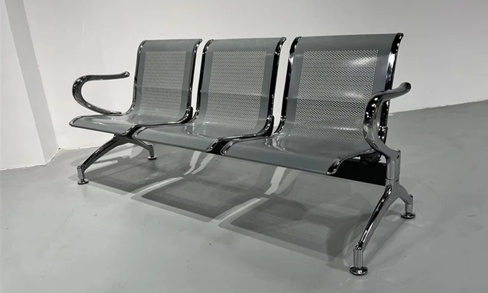 4-seats Public Waiting Chair Bus Station Subway Train Waiting Chair Metal Iron Chrome Plating Modern Chair School 1 Pc-02 - MEI YI