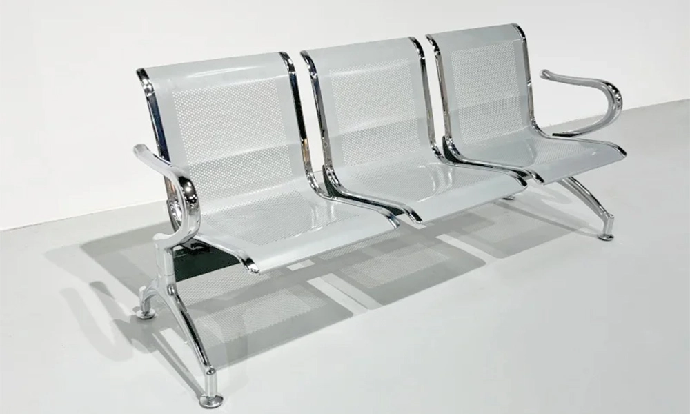 4-seats Public Waiting Chair Bus Station Subway Train Waiting Chair Metal Iron Chrome Plating Modern Chair School 1 Pc - MEI YI