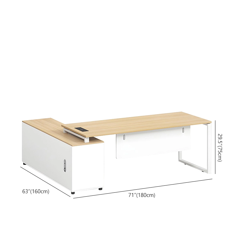 Modern L-shaped Executive Desk Luxury MFC Table for Corporate CEO Office Zone B2B Furniture Vendor MEIYI - MEI YI