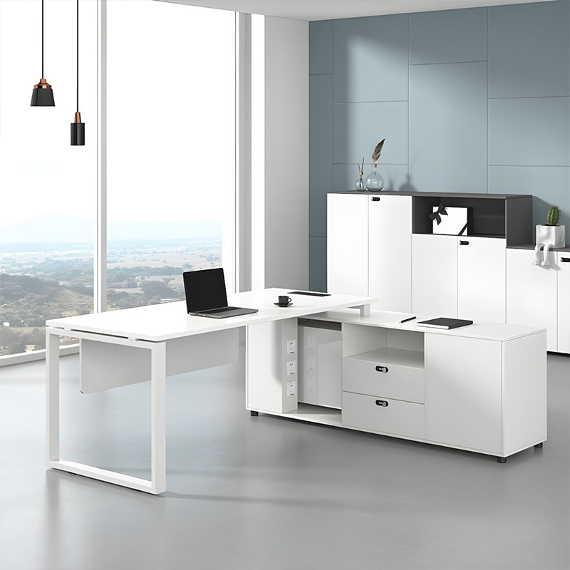 L-shaped Executive Office Desk MFC Luxury Design for Tech Firm Manager Office Professional Production Base MEIYI