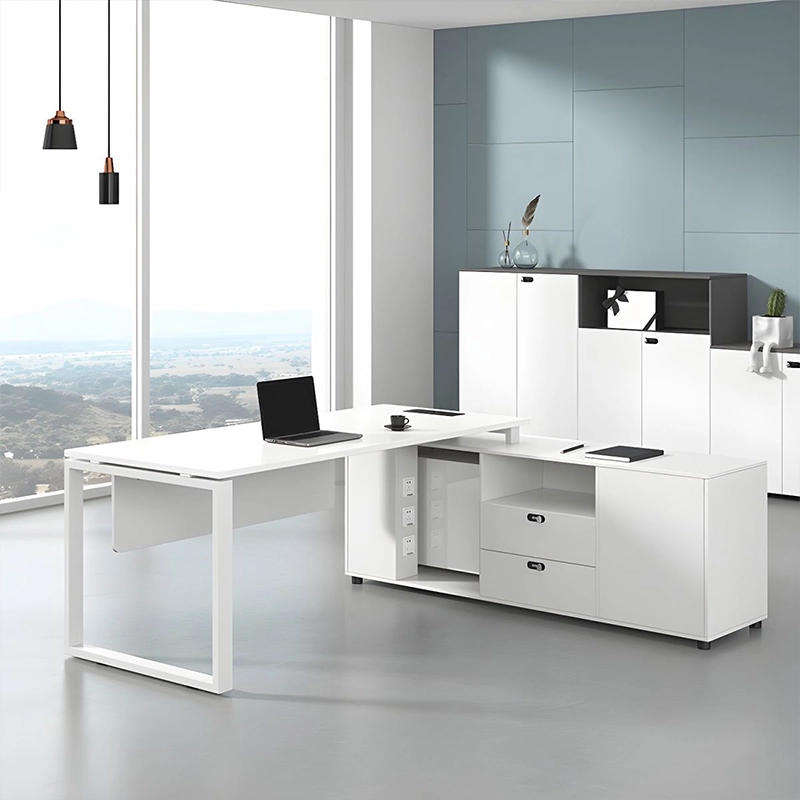 L-shaped Executive Office Desk MFC Luxury Design for Tech Firm Manager Office Professional Production Base MEIYI - MEI YI