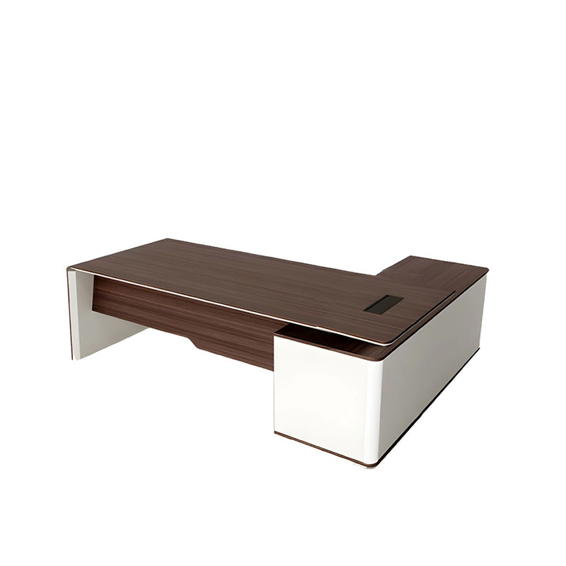 Modern Luxury L Shaped Executive Desk Wooden with Drawers and Shelves for Corporate Office OEM Manufacturer MEIYI - MEI YI Modern Luxury L Shaped Executive Desk Wooden with Drawers and Shelves for Corporate Office OEM Manufacturer MEIYI - MEI YI