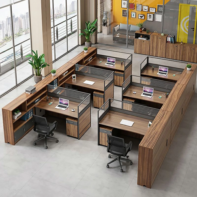 Commercial Furniture 4 Person Office Staff Table for Enterprise Work Area Direct Factory Supplier MEIYI - MEI YI
