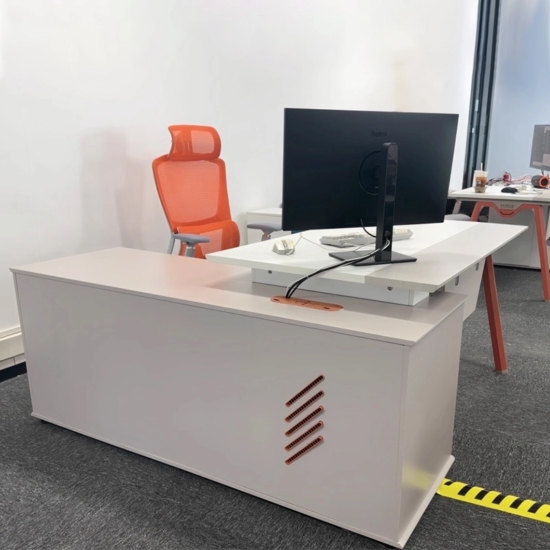 Compact Melamine Office Desk with Adjustable Height and Drawer - MEI YI