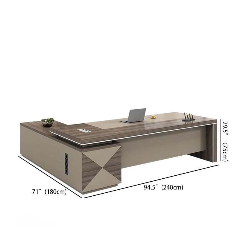 Modern Luxury L-Shaped Boss Desk Executive Computer Manager Executive Office Furniture Desk - MEI YI