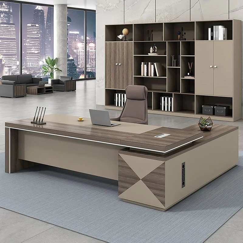 Modern Luxury L-Shaped Boss Desk Executive Computer Manager Executive Office Furniture Desk - MEI YI
