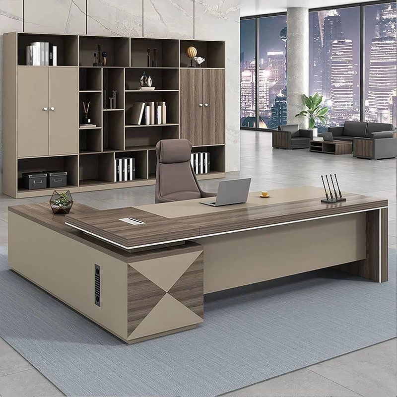 Modern Luxury L-Shaped Boss Desk Executive Computer Manager Executive Office Furniture Desk - MEI YI