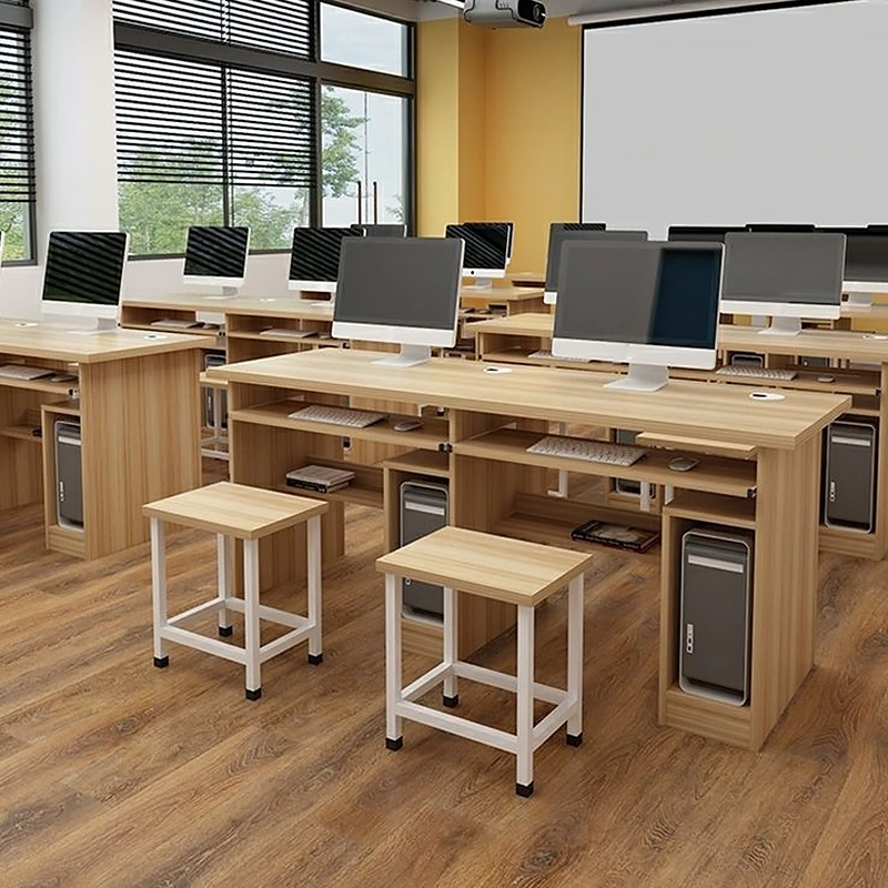 Escritorio de computadora de dos plazas, tamaño estándar, con cajones extensibles para teclado, ideal para oficinas, escuelas y empresas - MEI YI