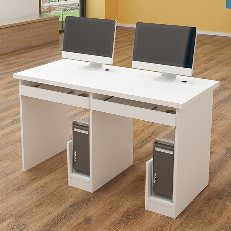 Wholesale Standard Size Two Seats Computer Desk with Stretchable Keyboard Drawers for Corporate Schools Office Furniture