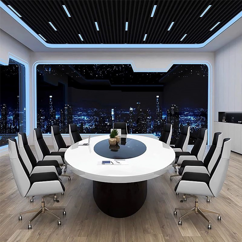 Executive Negotiating Table Large Oval Shape Leather Inlay for High End Business Conference Room Direct Factory Supplier MEIYI - MEI YI