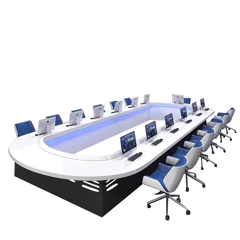 Technology Modern LED Light Solid Wood Table Piano Baking Paint 20 Person Big Wood Conference Table Desk - MEI YI