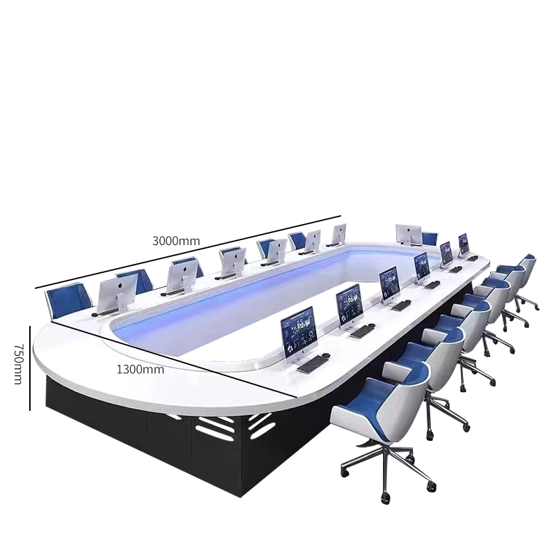 Technology Modern LED Light Solid Wood Table Piano Baking Paint 20 Person Big Wood Conference Table Desk - MEI YI