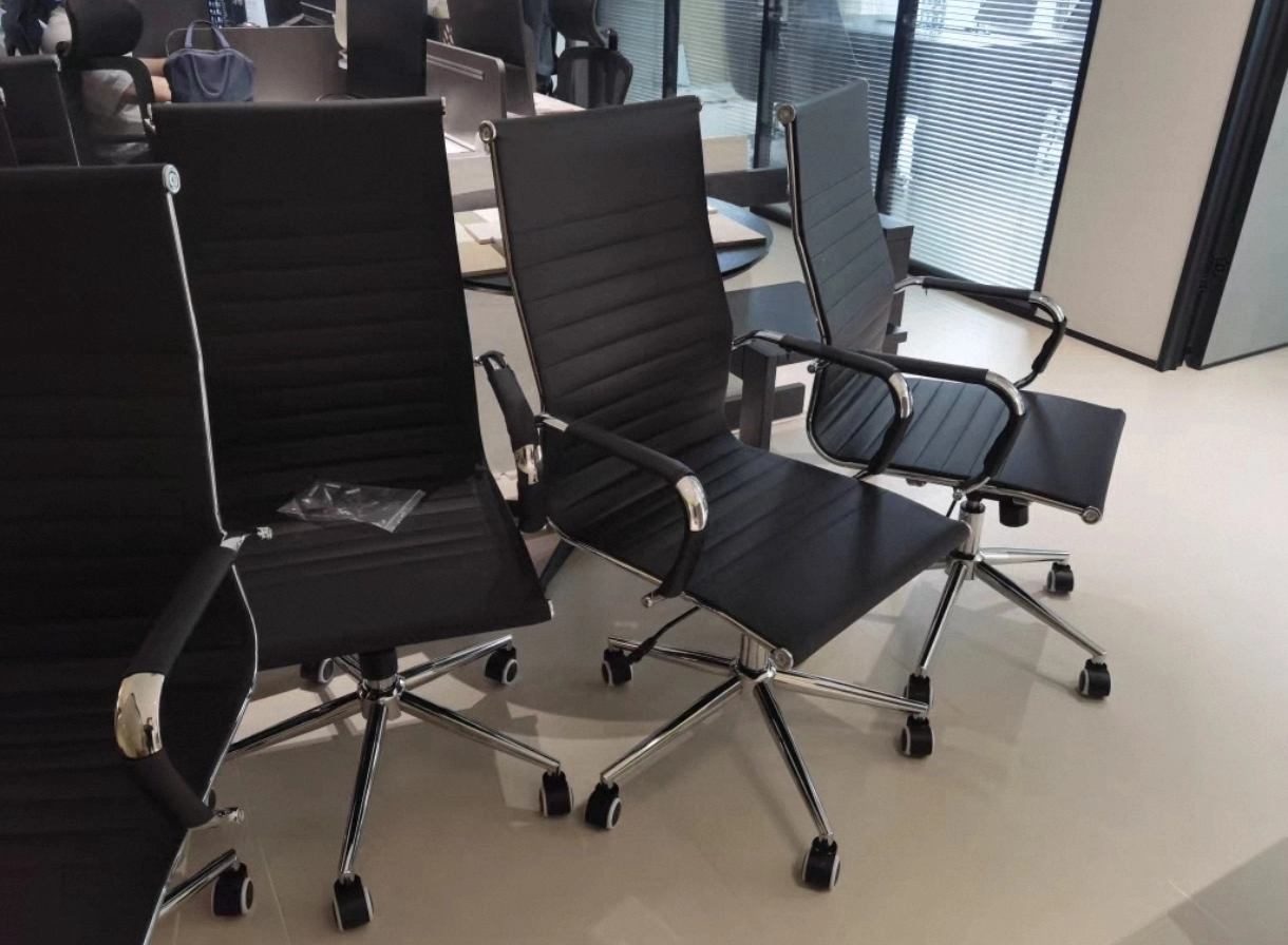 Modern minimalist leather office chair with breathable top-grain leather, high-resilience foam, and synchronized lumbar support for cloud-like comfort - MEI YI