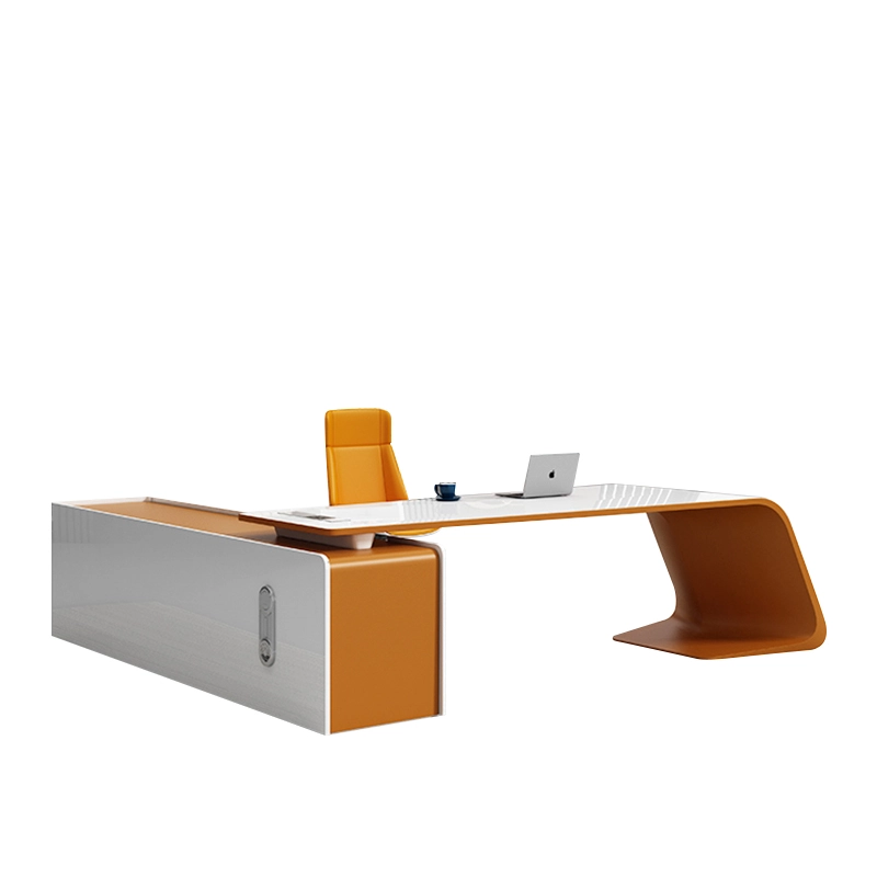Popular New Design Desk l Shape with Drawer White Luxury Office Furniture Manager High Tech Modern Home Executive Office Desk - MEI YI