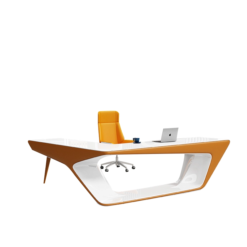 Popular New Design Desk l Shape with Drawer White Luxury Office Furniture Manager High Tech Modern Home Executive Office Desk - MEI YI