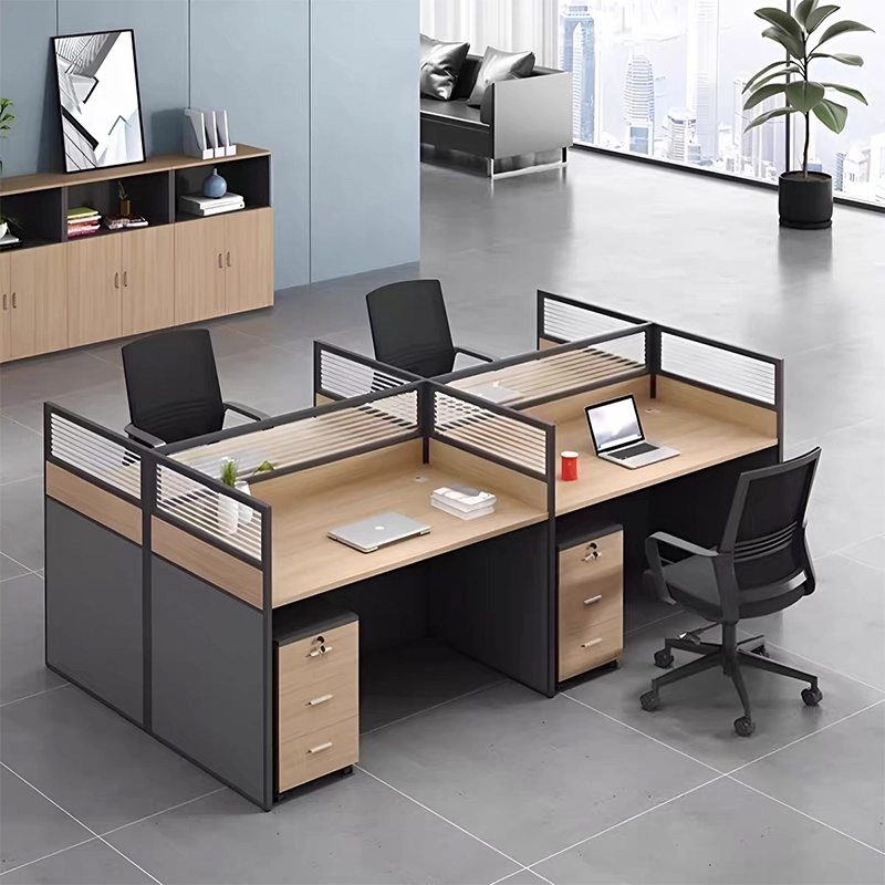 1061-职员桌-参谋-(4) - MEI YI Modern office workstation with wood panels & partitions. Customize your layout with integrated cable management for a focused, efficient workspace - MEI YI