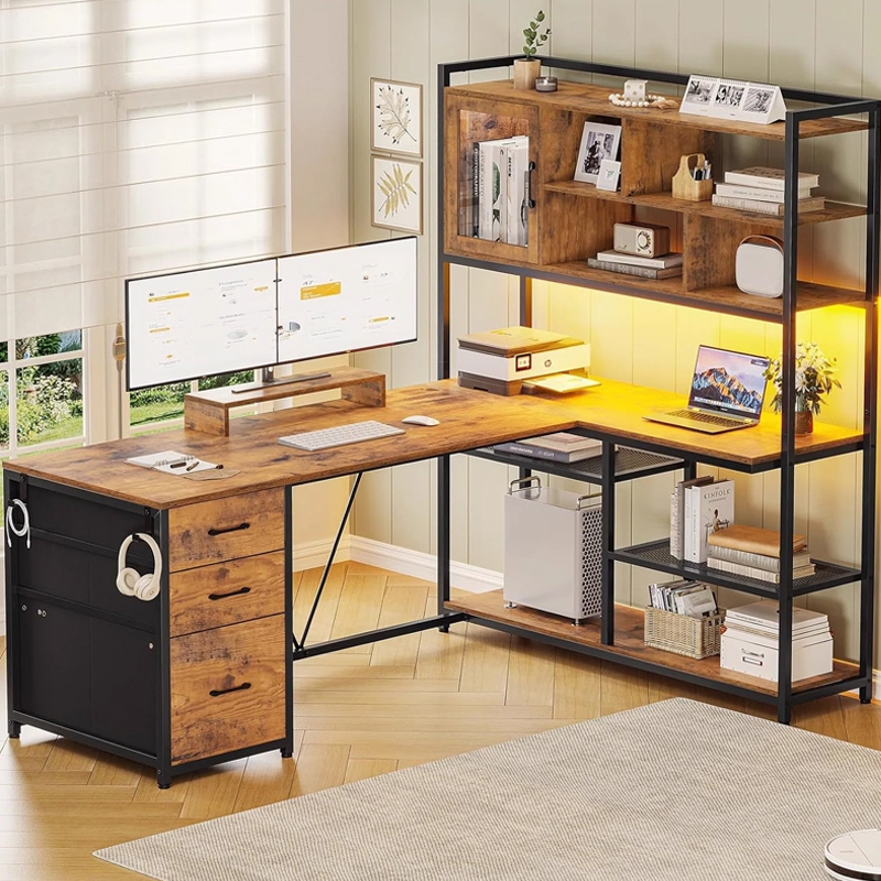 L-Shaped Home Workstation. Features a monitor stand & vast surface for seamless switching between work, study, and gaming modes L-Shaped Home Workstation. Features a monitor stand & vast surface for seamless switching between work, study, and gaming modes