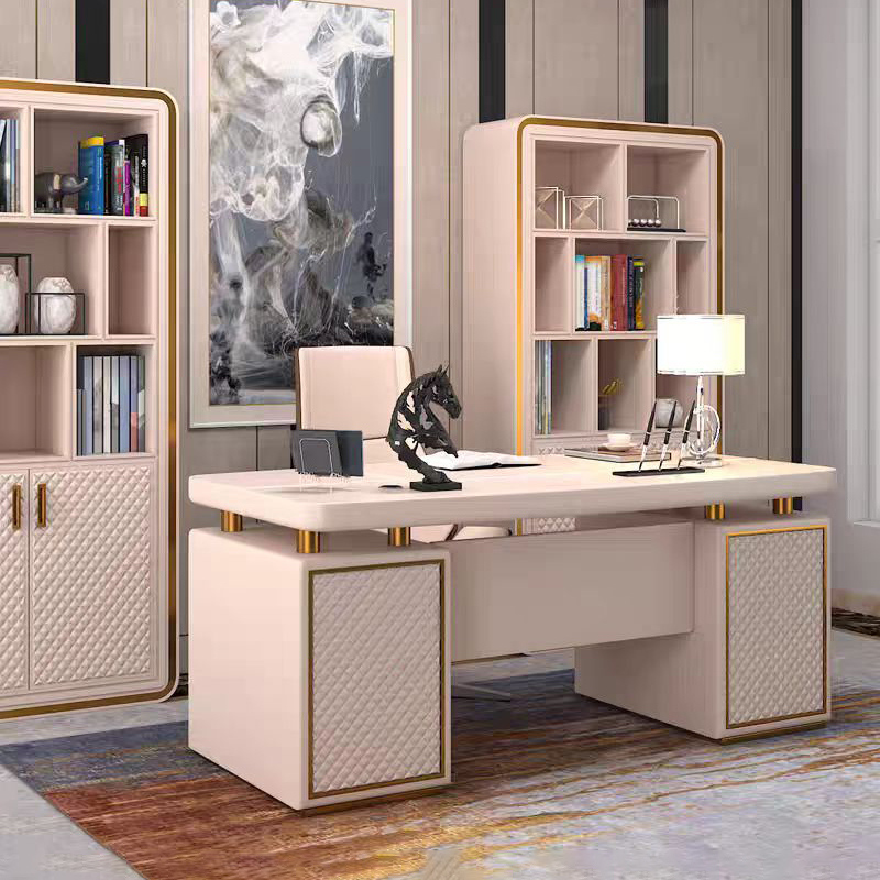 Premium home office desk with ergonomic height & hidden cable management. Inspires big ideas with its refined grain and meticul