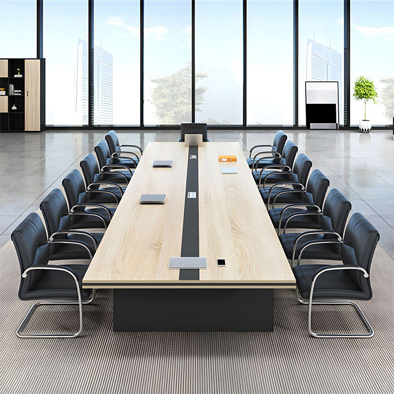 Custom Light Wood Grain Executive Conference Table Office Furniture Negotiation Table Training Table Made of MDF and Wood Panel