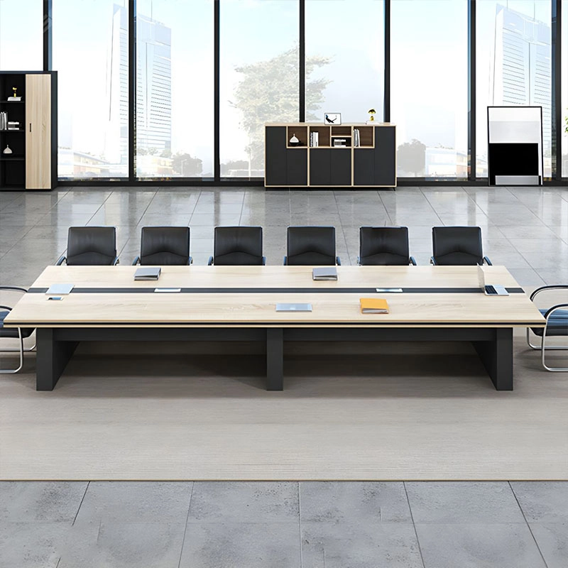 Custom Light Wood Grain Executive Conference Table Office Furniture Negotiation Table Training Table Made of MDF and Wood Panel - MEI YI