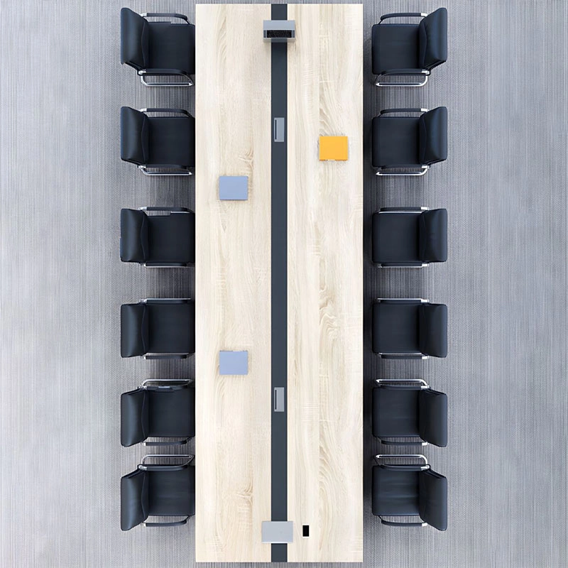 Custom Light Wood Grain Executive Conference Table Office Furniture Negotiation Table Training Table Made of MDF and Wood Panel - MEI YI