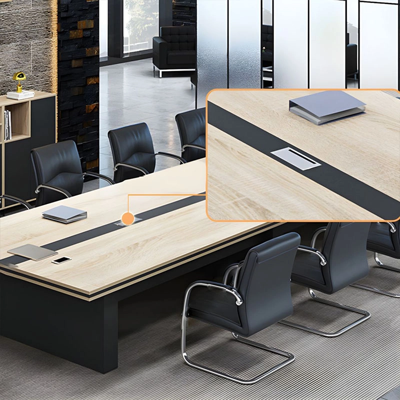 Custom Light Wood Grain Executive Conference Table Office Furniture Negotiation Table Training Table Made of MDF and Wood Panel - MEI YI