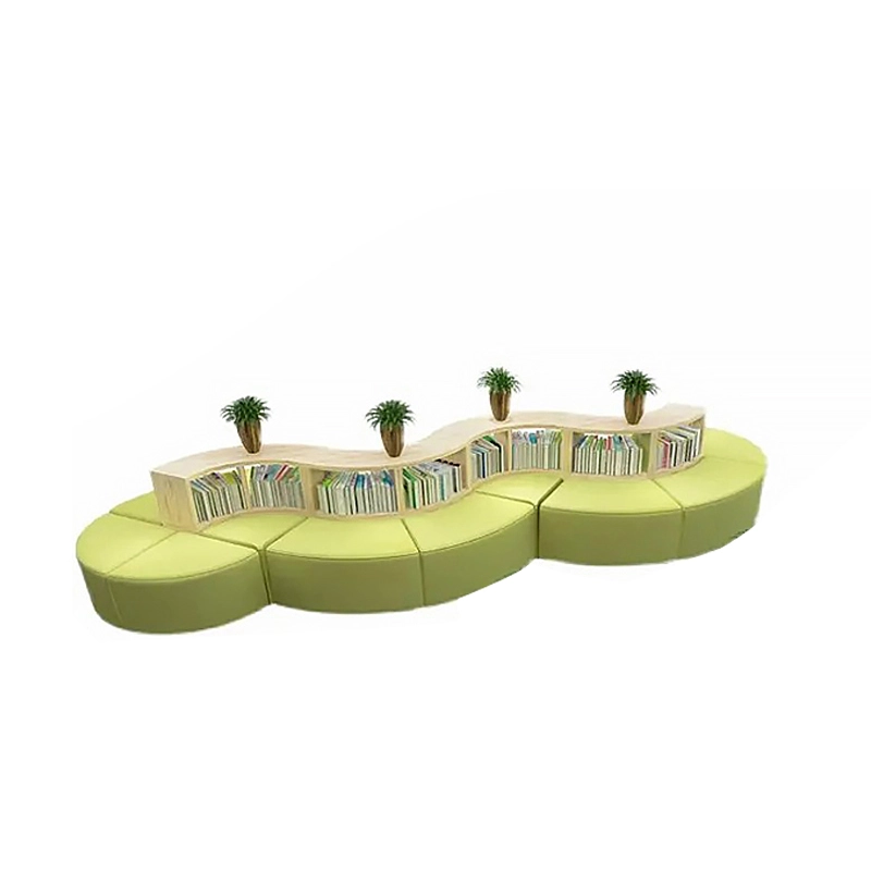 Bookshelf Furniture Wooden Study Table and Chair Sofa in Library Lounge Area Luxury Library Decorate Kindergarten Supplies - MEI YI