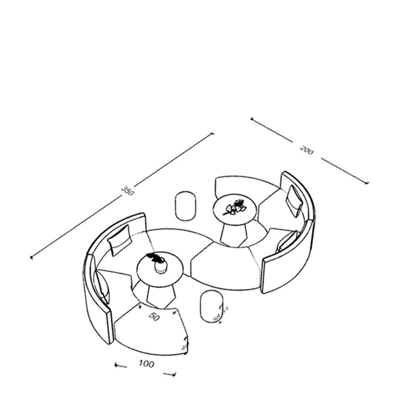 Office Creative Lounge Leisure Sofa Lobby Reception Special-shaped S-shaped Coffee Table Combination Simple Leather - MEI YI