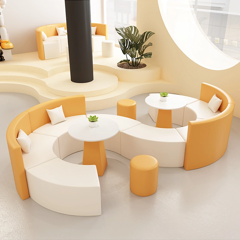 Office Creative Lounge Leisure Sofa Lobby Reception Special-shaped S-shaped Coffee Table Combination Simple Leather - MEI YI