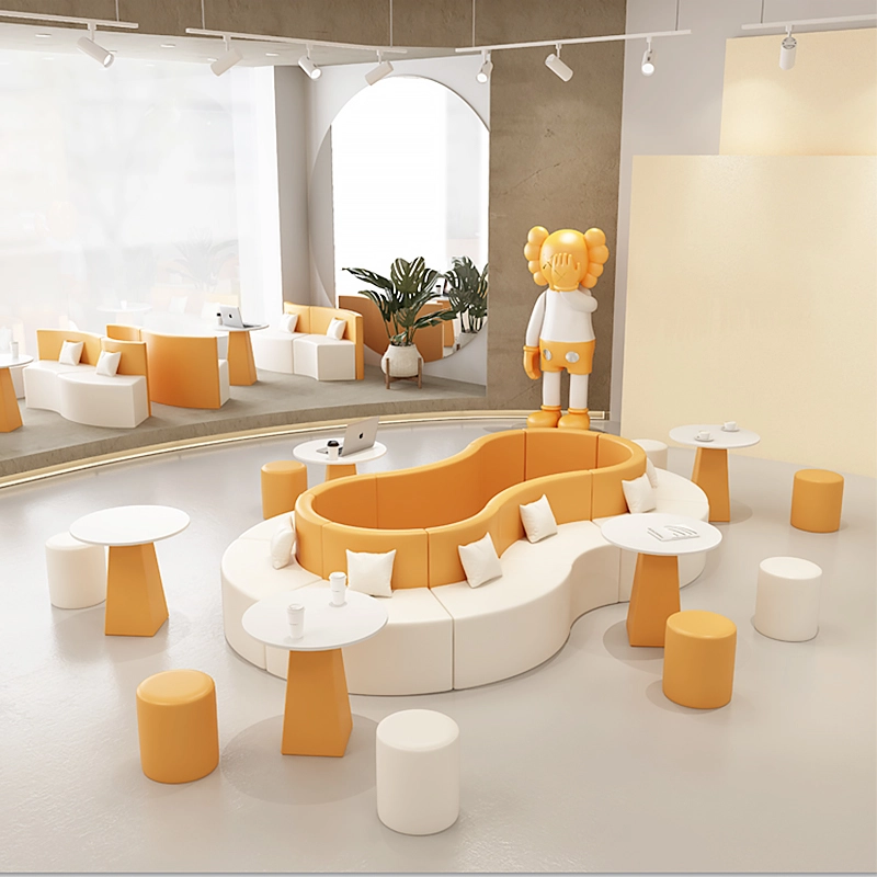 Office Creative Lounge Leisure Sofa Lobby Reception Special-shaped S-shaped Coffee Table Combination Simple Leather - MEI YI