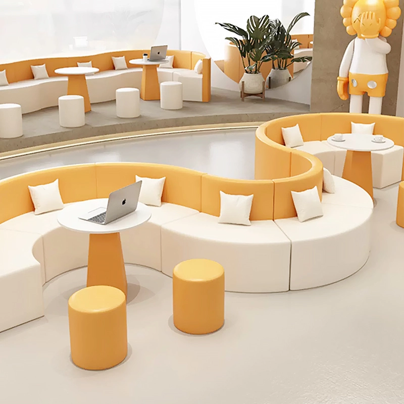 Office Creative Lounge Leisure Sofa Lobby Reception Special-shaped S-shaped Coffee Table Combination Simple Leather - MEI YI