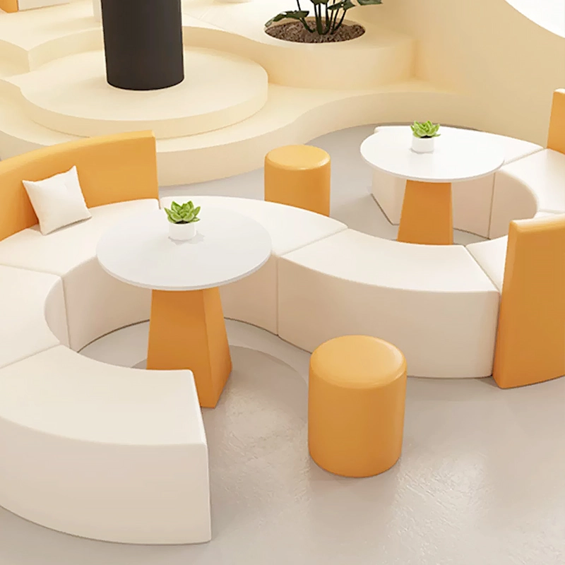 Office Creative Lounge Leisure Sofa Lobby Reception Special-shaped S-shaped Coffee Table Combination Simple Leather - MEI YI