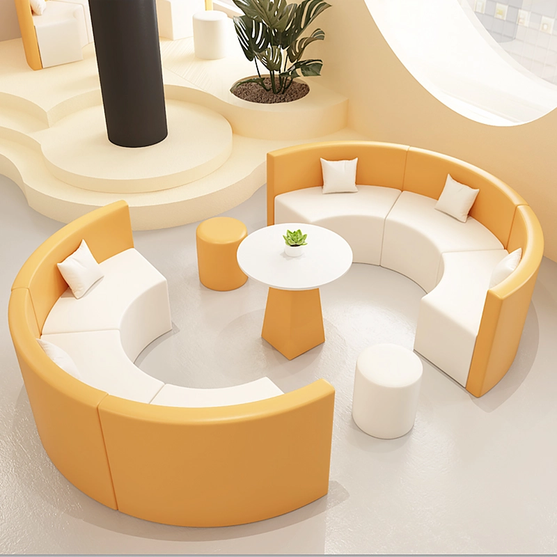 Office Creative Lounge Leisure Sofa Lobby Reception Special-shaped S-shaped Coffee Table Combination Simple Leather - MEI YI