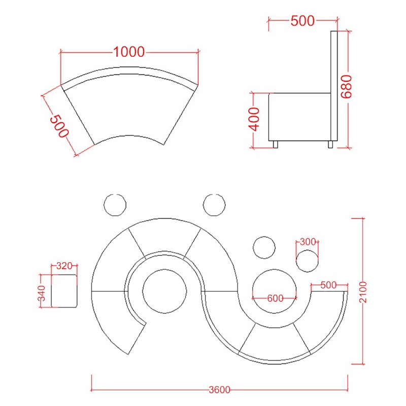 519-(1) - MEI YI A modern spiral office fabric shaped sofa, featuring sleek curves and ergonomic design - MEI YI