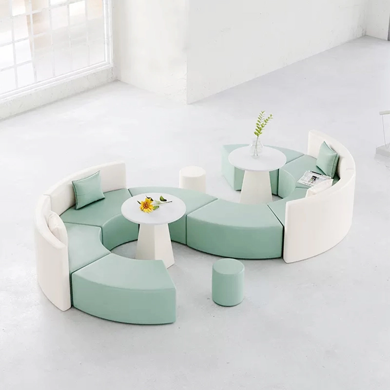 519-(11) - MEI YI A modern spiral office fabric shaped sofa, featuring sleek curves and ergonomic design - MEI YI