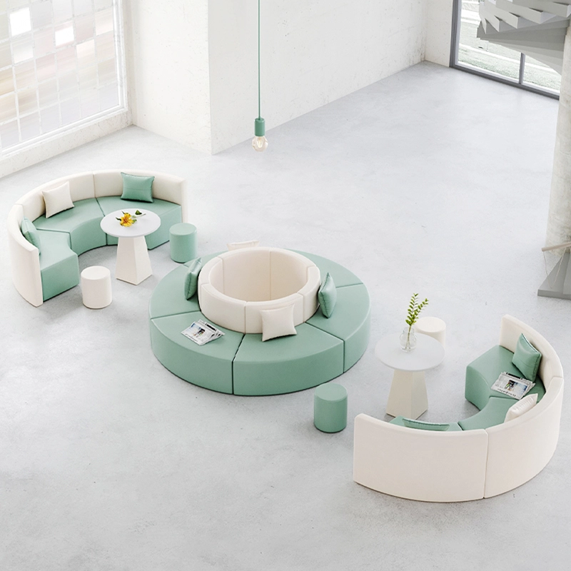519-(7) - MEI YI A modern spiral office fabric shaped sofa, featuring sleek curves and ergonomic design - MEI YI